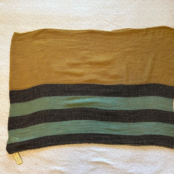 Striped Infinity Scarf in Green and Tan - Picture 4 of 4